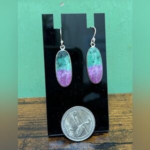 Gorgeous natural Ruby Zoisite with sterling earrings. NWOT